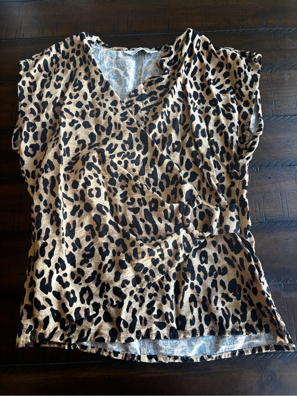 Nine West Leopard-Print Wrap Blouse - Brown & Black